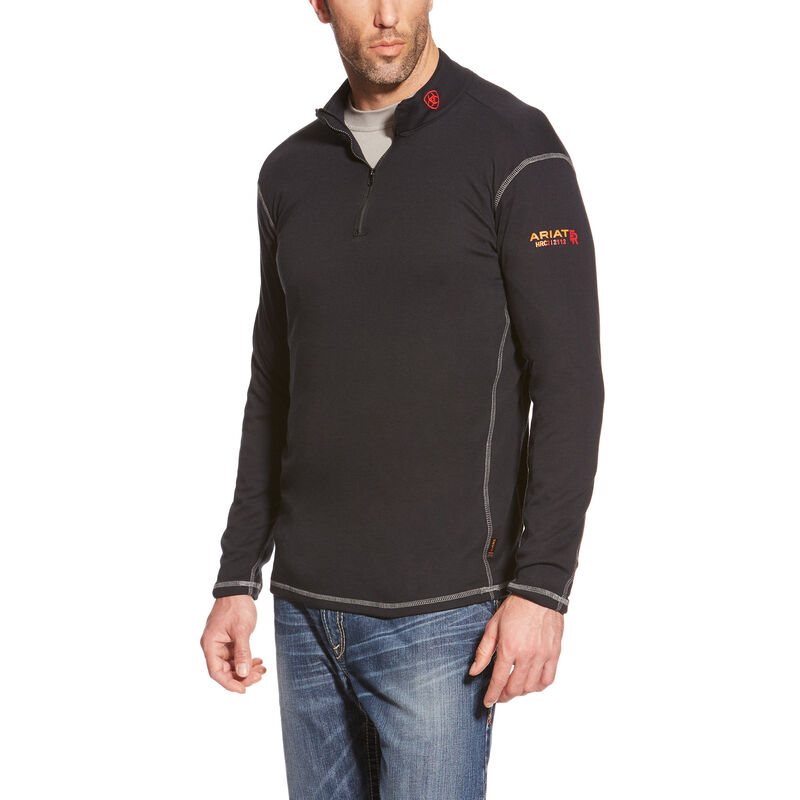 Camisas Ariat Fr Polartec 1/4 Zip Negras Hombre - Chile 756-FXOLIQ